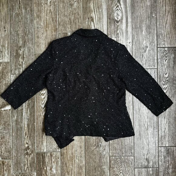 Jkara Sequin Jacket Womens L Black Swiftie Faux Wrap Tie Whimsigoth Classic 90s - Picture 8 of 8